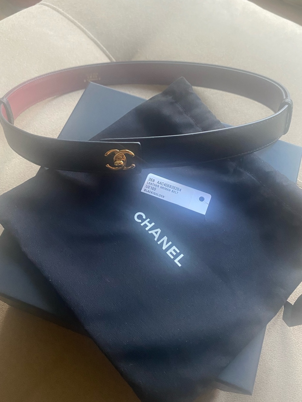 Chanel 26B Black CC Turn lock Belt